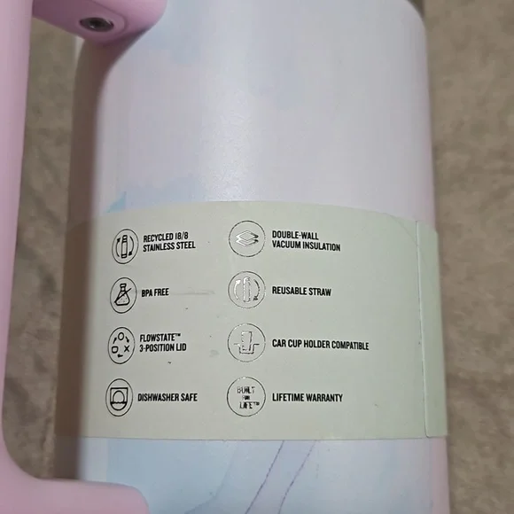 Stanley 40 oz Stainless Steel H2.0 flows tates Quencher Tumbler Watercolor Tulle - Picture 8 of 9